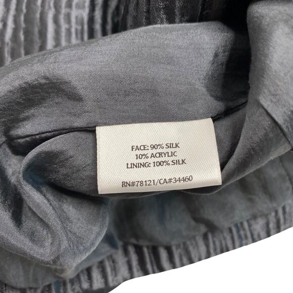 EILEEN FISHER Silver Gray Ribbed Silk Lined Collarless Jacket Size XL Formal - Picture 7 of 12